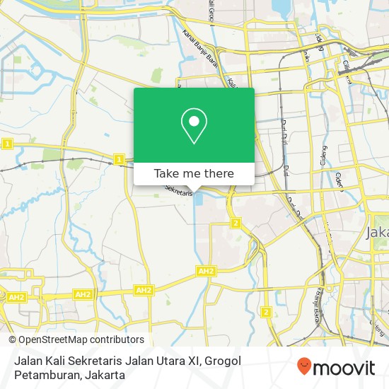 Jalan Kali Sekretaris Jalan Utara XI, Grogol Petamburan map