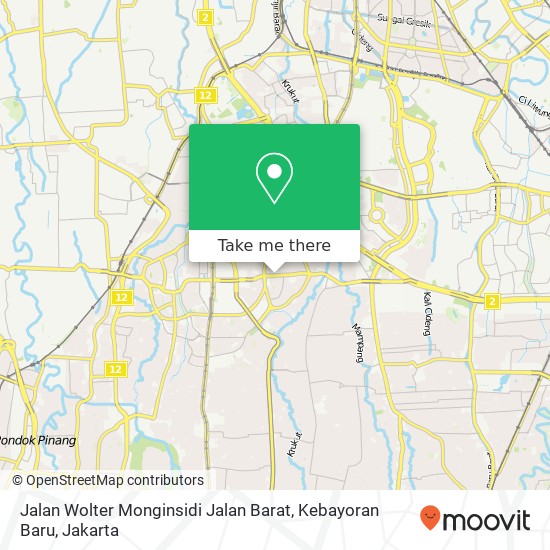 Jalan Wolter Monginsidi Jalan Barat, Kebayoran Baru map