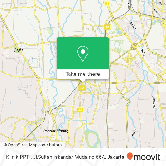 Klinik PPTI, Jl.Sultan Iskandar Muda no.66A map