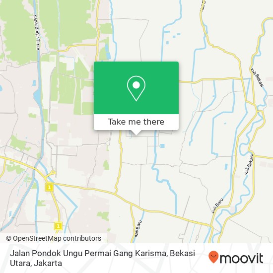 Jalan Pondok Ungu Permai Gang Karisma, Bekasi Utara map