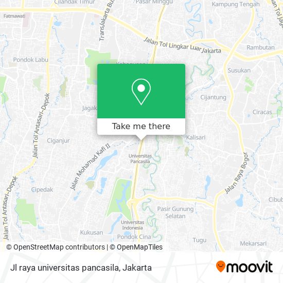 Jl raya universitas pancasila map