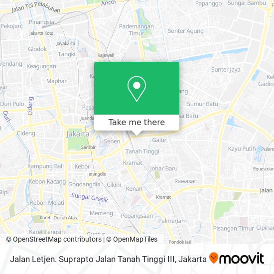 Jalan Letjen. Suprapto Jalan Tanah Tinggi III map