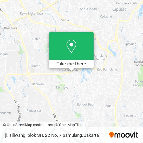 jl. siliwangi blok SH. 22 No. 7 pamulang map