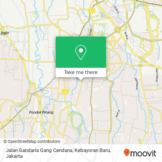 Jalan Gandaria Gang Cendana, Kebayoran Baru map