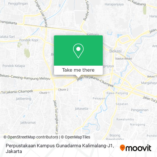 Perpustakaan Kampus Gunadarma Kalimalang-J1 map