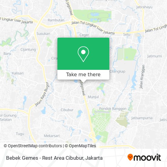 Bebek Gemes - Rest Area Cibubur map