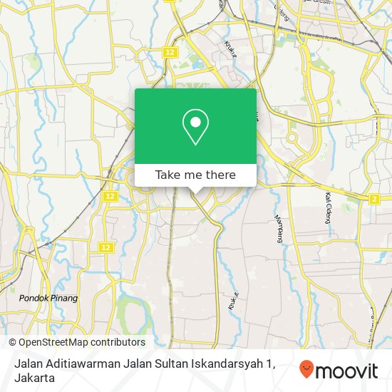 Jalan Aditiawarman Jalan Sultan Iskandarsyah 1 map