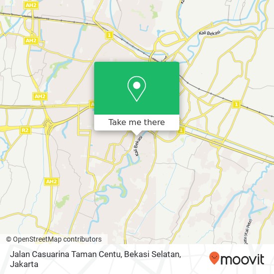 Jalan Casuarina Taman Centu, Bekasi Selatan map