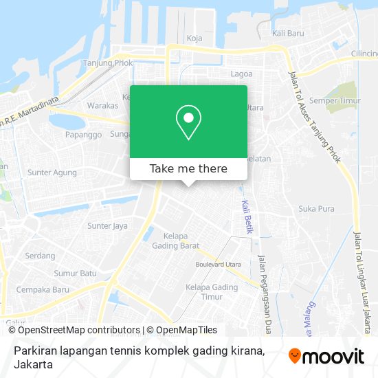 Parkiran lapangan tennis komplek gading kirana map