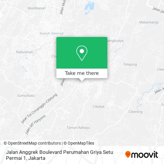 Jalan Anggrek Boulevard Perumahan Griya Setu Permai 1 map