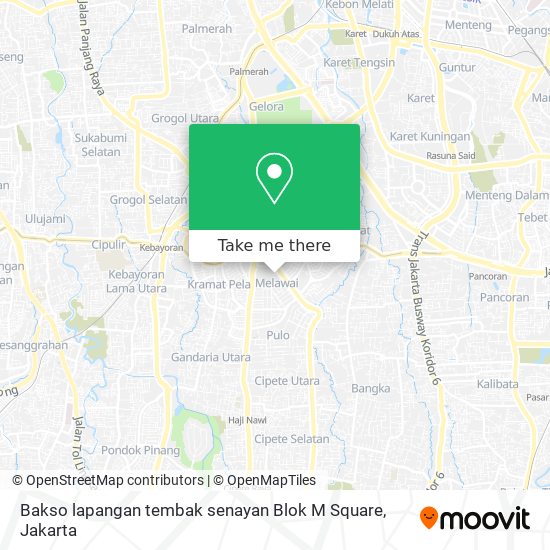 Bakso lapangan tembak senayan Blok M Square map