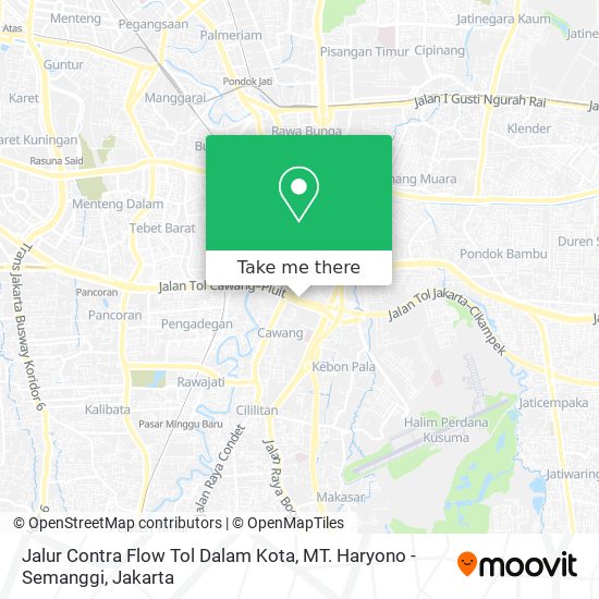 Jalur Contra Flow Tol Dalam Kota, MT. Haryono - Semanggi map