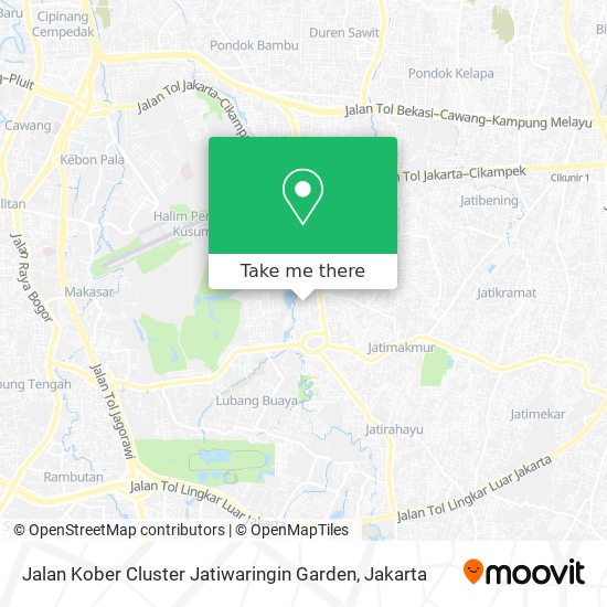 Jalan Kober Cluster Jatiwaringin Garden map