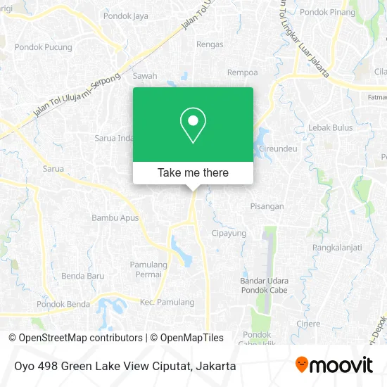 Oyo 498 Green Lake View Ciputat map