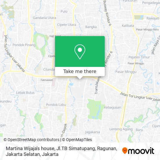 Martina Wijaja's house, Jl.TB Simatupang, Ragunan, Jakarta Selatan map