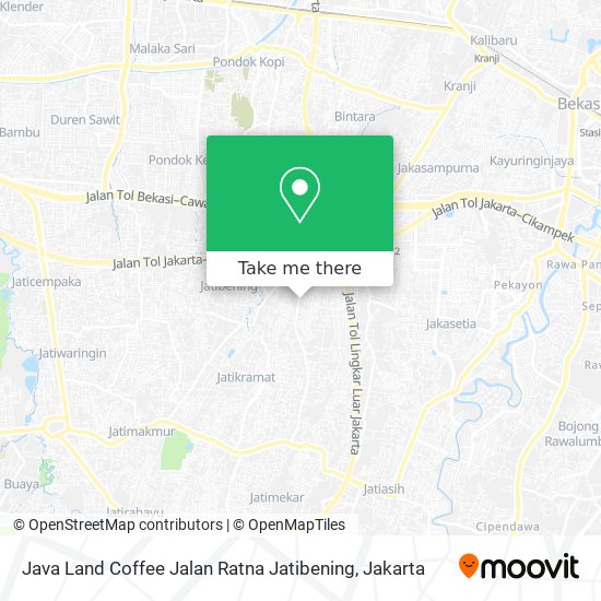 Java Land Coffee Jalan Ratna Jatibening map