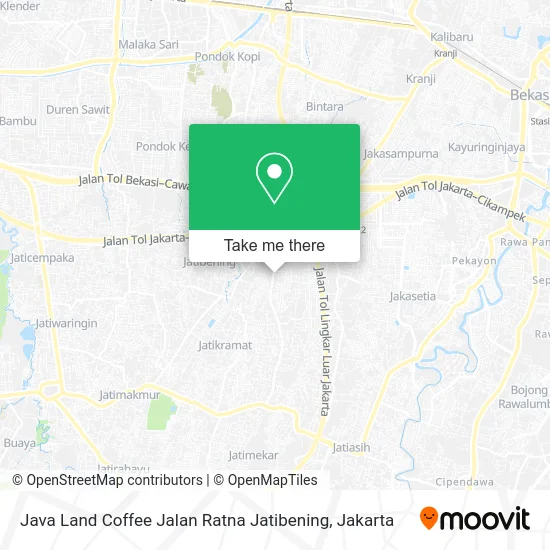Java Land Coffee Jalan Ratna Jatibening map