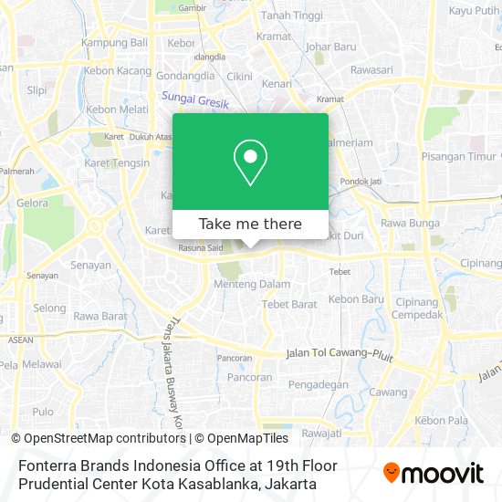 Fonterra Brands Indonesia Office at 19th Floor Prudential Center Kota Kasablanka map