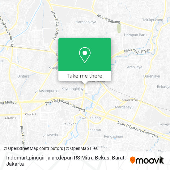 Indomart,pinggir jalan,depan RS Mitra Bekasi Barat map