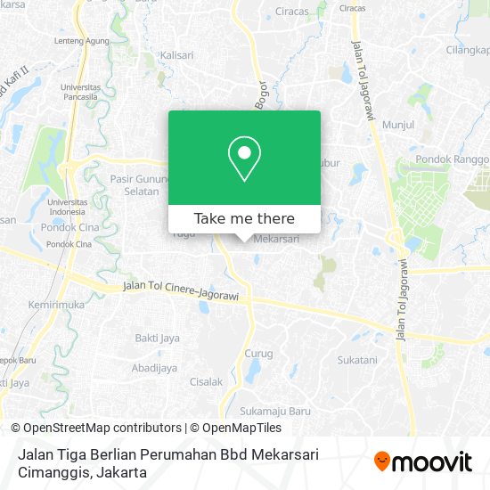 Jalan Tiga Berlian Perumahan Bbd Mekarsari Cimanggis map