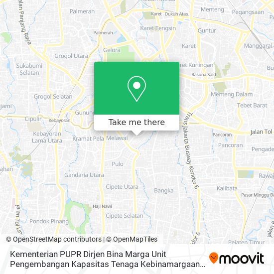 Kementerian PUPR Dirjen Bina Marga Unit Pengembangan Kapasitas Tenaga Kebinamargaan Wilayah I map