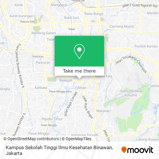 Kampus Sekolah Tinggi Ilmu Kesehatan Binawan map