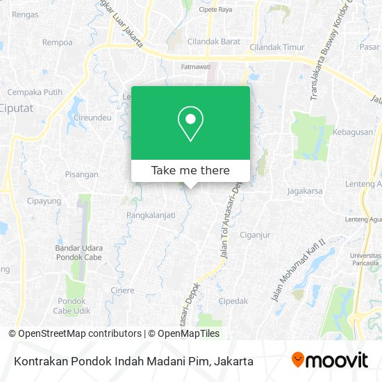 Kontrakan Pondok Indah Madani Pim map