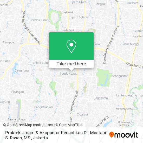 Praktek Umum & Akupuntur Kecantikan Dr. Mastarie S. Rasan, MS. map