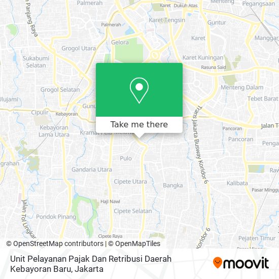 Unit Pelayanan Pajak Dan Retribusi Daerah Kebayoran Baru map
