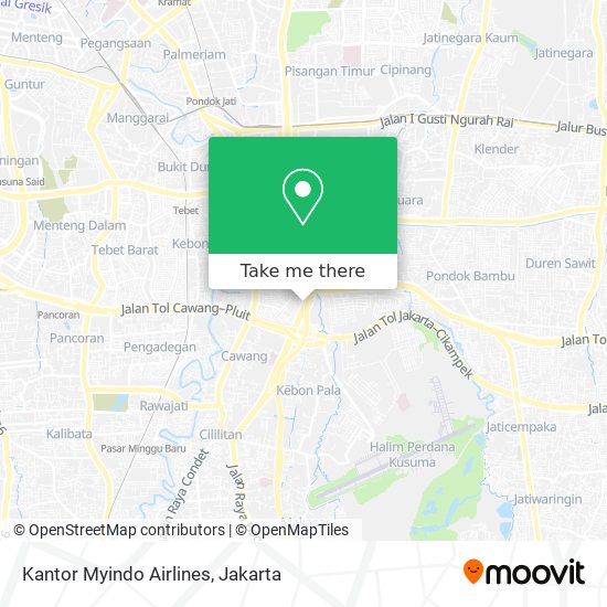 Kantor Myindo Airlines map