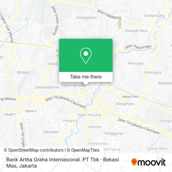 Bank Artha Graha Internasional. PT Tbk - Bekasi Mas map
