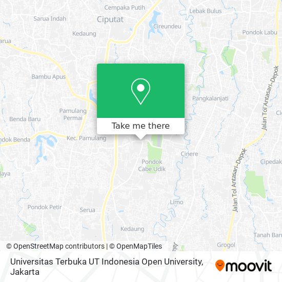 Universitas Terbuka UT Indonesia Open University map