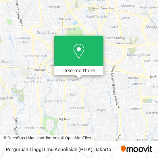 Perguruan Tinggi Ilmu Kepolisian (PTIK) map