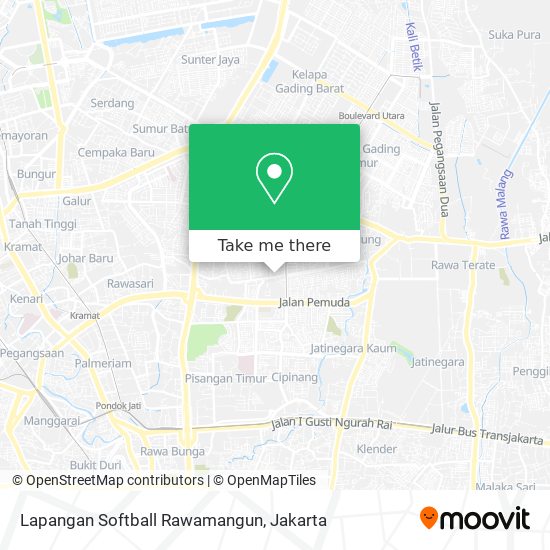 Lapangan Softball Rawamangun map