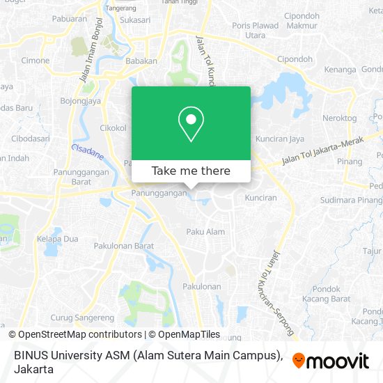 BINUS University ASM (Alam Sutera Main Campus) map
