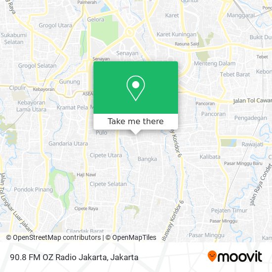 90.8 FM OZ Radio Jakarta map