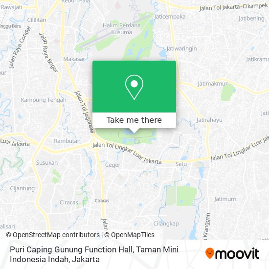 Puri Caping Gunung Function Hall, Taman Mini Indonesia Indah map