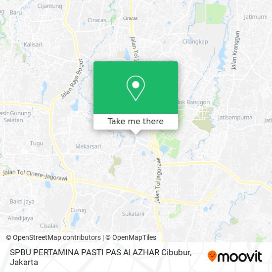 SPBU PERTAMINA PASTI PAS Al AZHAR Cibubur map