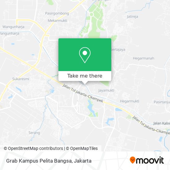 Grab Kampus Pelita Bangsa map