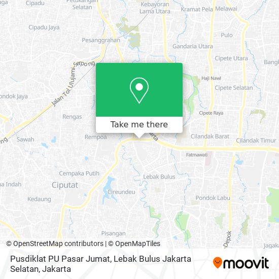Pusdiklat PU Pasar Jumat, Lebak Bulus Jakarta Selatan map