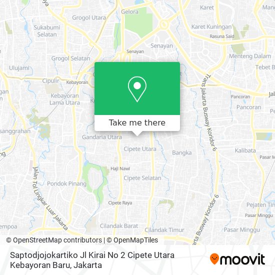 Saptodjojokartiko Jl Kirai No 2 Cipete Utara Kebayoran Baru map