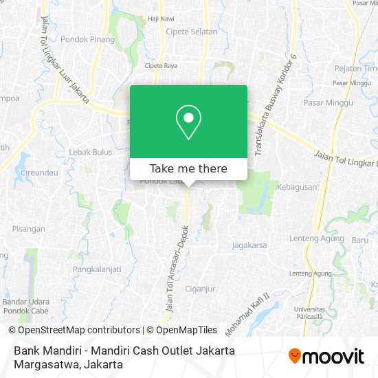 Bank Mandiri - Mandiri Cash Outlet Jakarta Margasatwa map