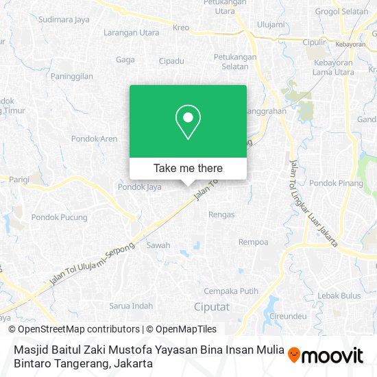 Masjid Baitul Zaki Mustofa Yayasan Bina Insan Mulia Bintaro Tangerang map