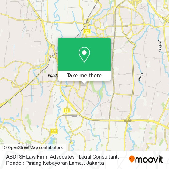 ABDI SF Law Firm. Advocates - Legal Consultant.          Pondok Pinang Kebayoran Lama. map