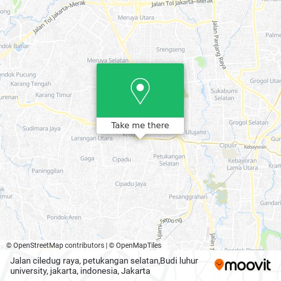 Jalan  ciledug raya, petukangan selatan,Budi luhur university, jakarta, indonesia map