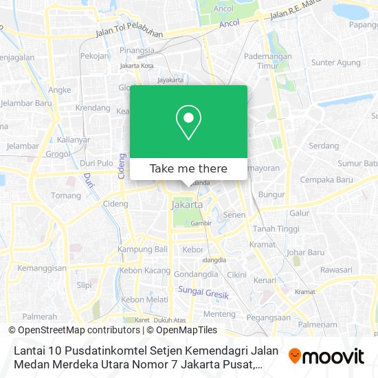 Lantai 10 Pusdatinkomtel Setjen Kemendagri Jalan Medan Merdeka Utara Nomor 7 Jakarta Pusat map