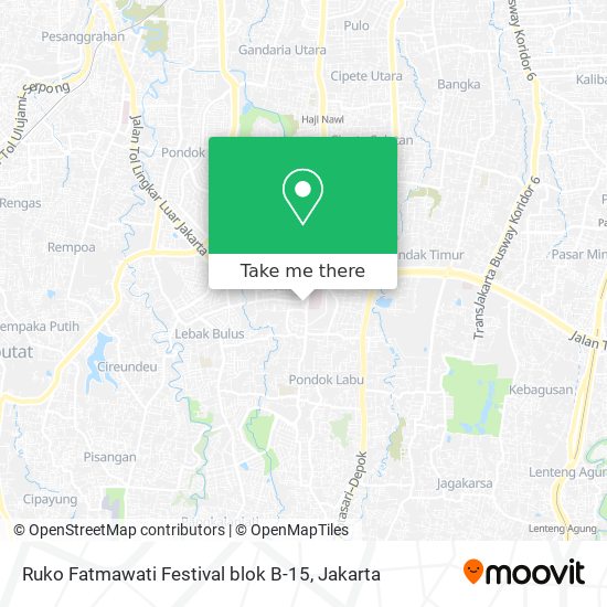 Ruko Fatmawati Festival blok B-15 map