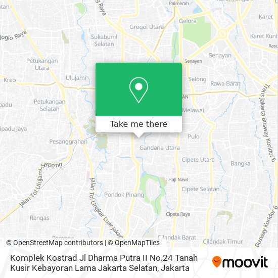 Komplek Kostrad Jl Dharma Putra II No.24 Tanah Kusir Kebayoran Lama Jakarta Selatan map