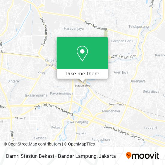 Damri Stasiun Bekasi - Bandar Lampung map