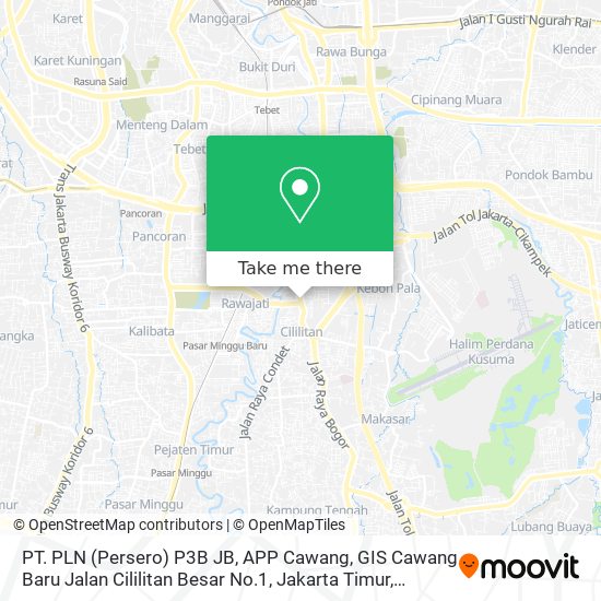 PT. PLN (Persero) P3B JB, APP Cawang, GIS Cawang Baru
Jalan Cililitan Besar No.1, Jakarta Timur map